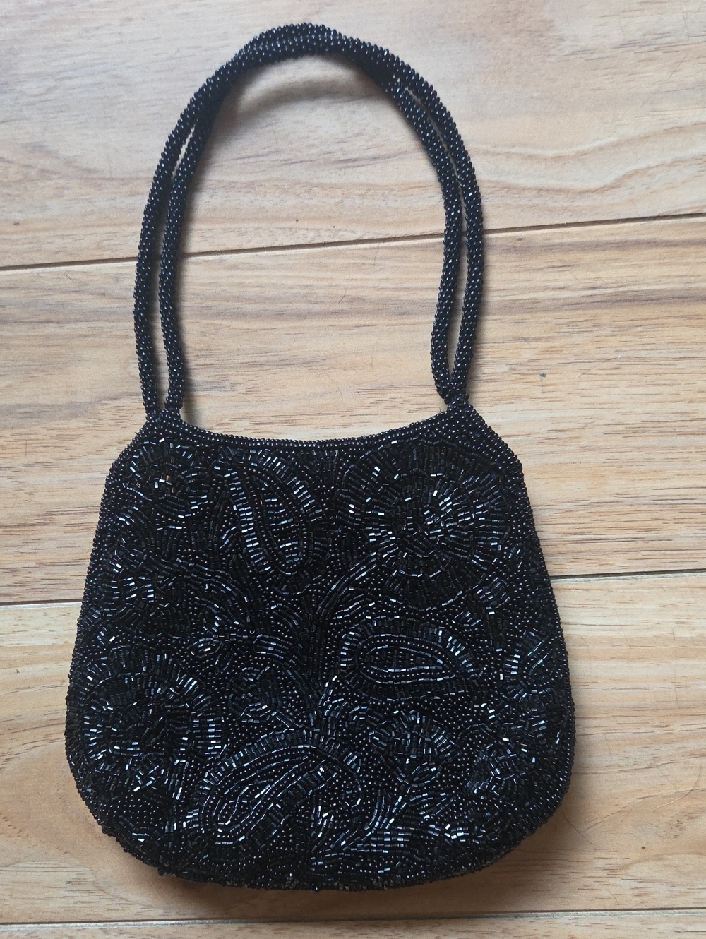 La Regale Vintage Beaded Cocktail Evening Bag Beaded Handles Satin Lining